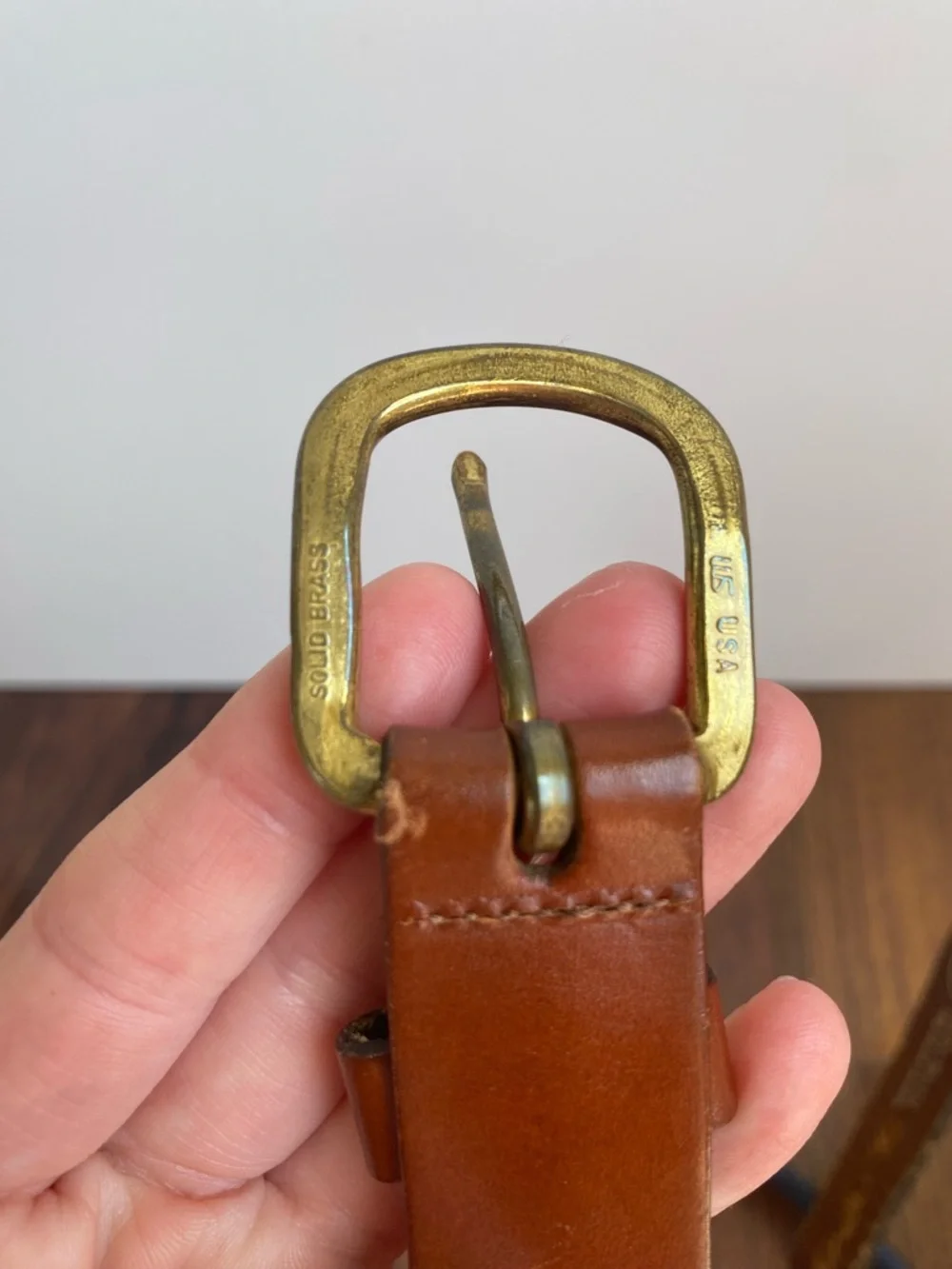 Leather Man Essex CT Cotton Webbing Sailboat Belt Men’s 38 Brass USA